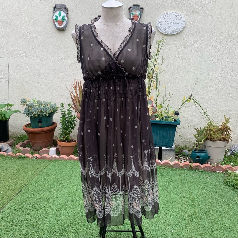 Sheer brown midi dress